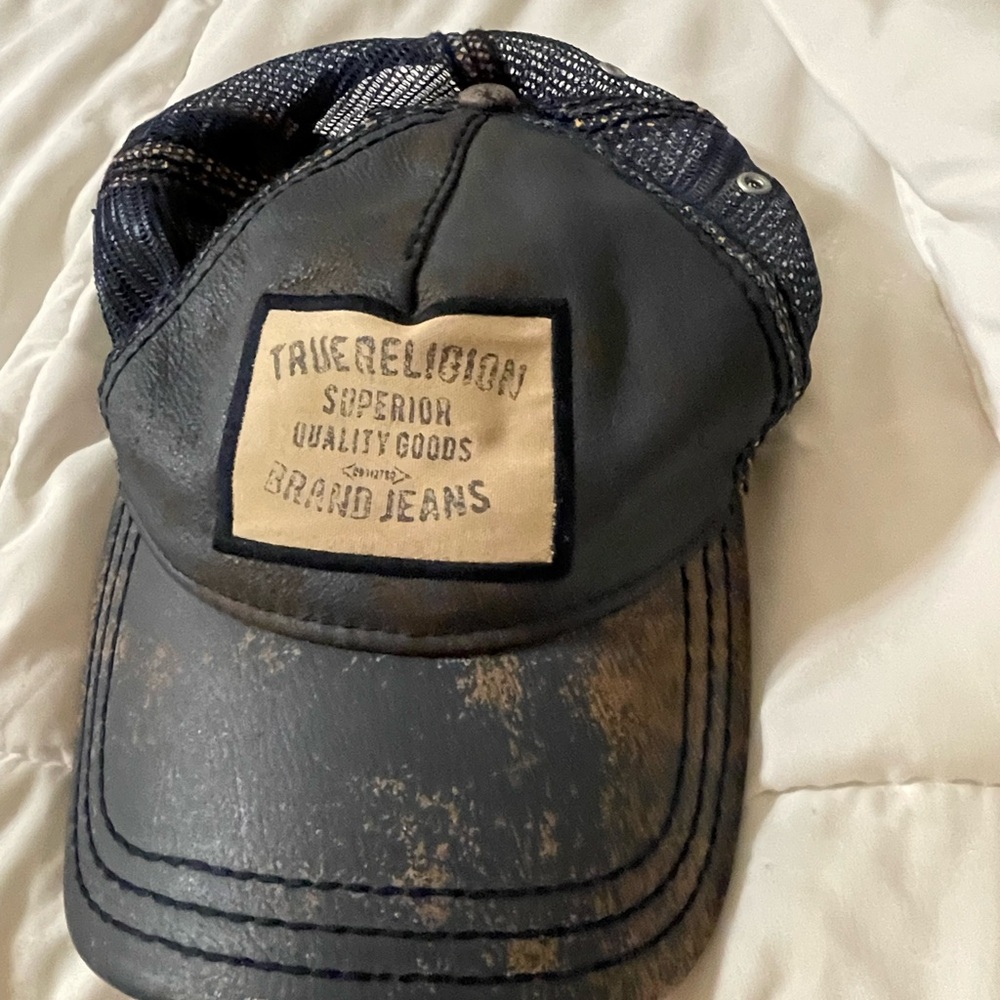 True Religion Black and Brown Distressed Cap